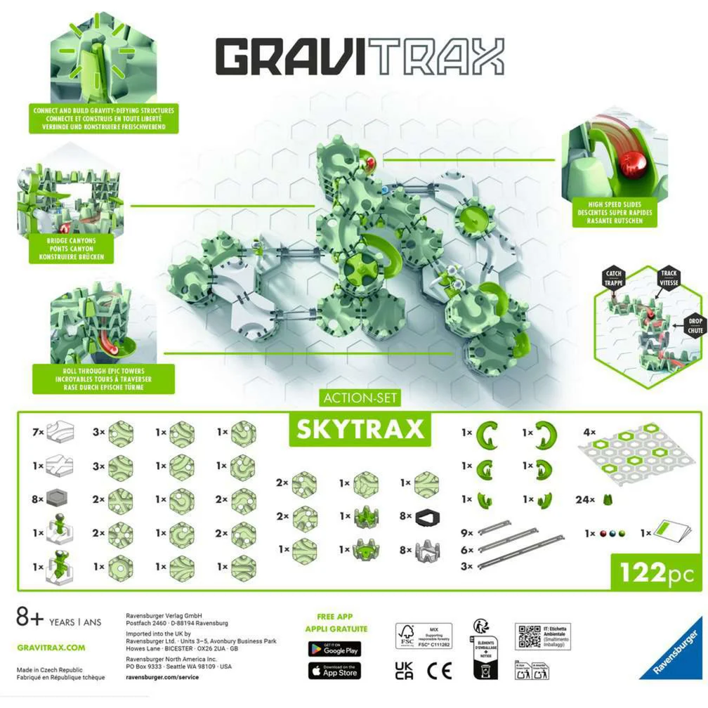 Ravensburger GraviTrax Action-Set Skytrax Innovative Kugelbahn in neuem Design und mit neuen Funktionen  Murmelbahn