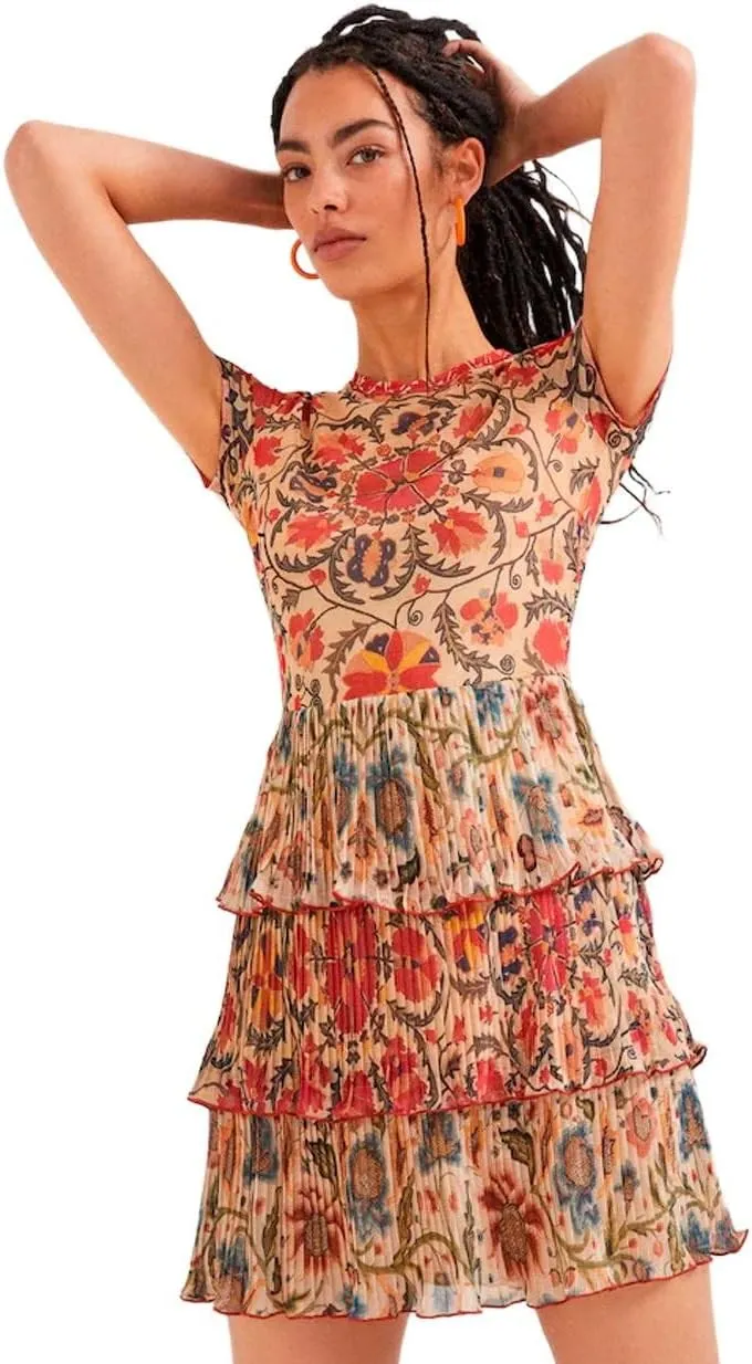 Desigual Damen Kleid - Mehrfarbig mit Blumenmuster 22SWVK51 GR. L