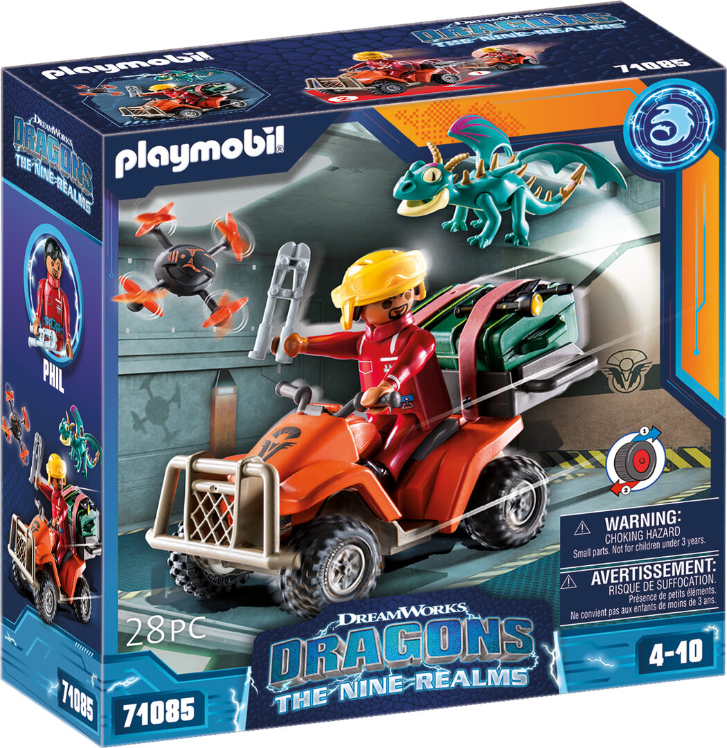 PLAYMOBIL, 71085, Dragons, The, Nine, Realms, Icaris, Quad, &, Phil, Schutzhelm, Helm, Maschine, Rad, Person