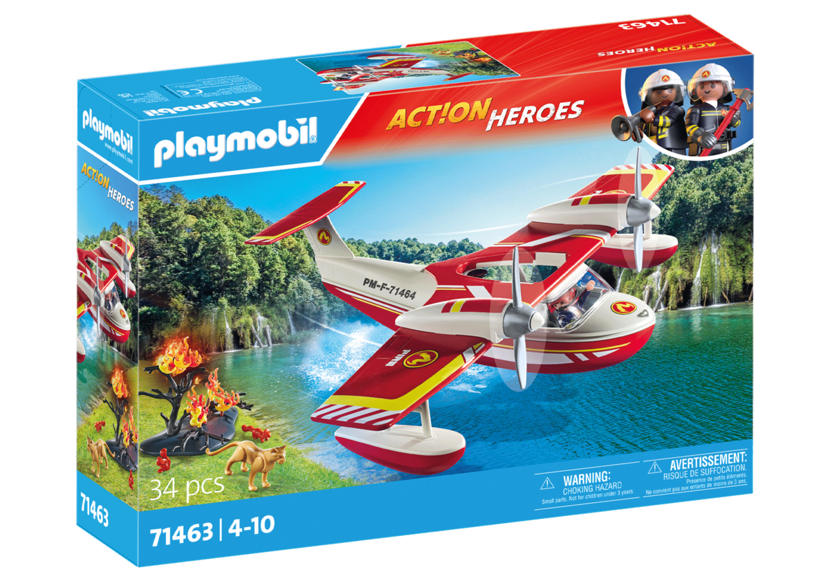 PLAYMOBIL_71463_Feuerwehrflugzeug_mit_Löschfunktion, Flugzeug, Fahrzeug, Person, Wasserflugzeug