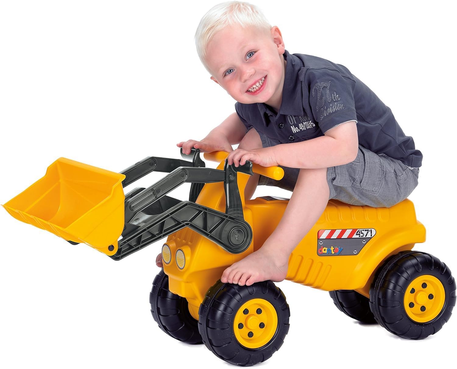 Dantoy 2150 Riesen Greifbagger - Gelber Großbagger für Kinder, L: 79 cm