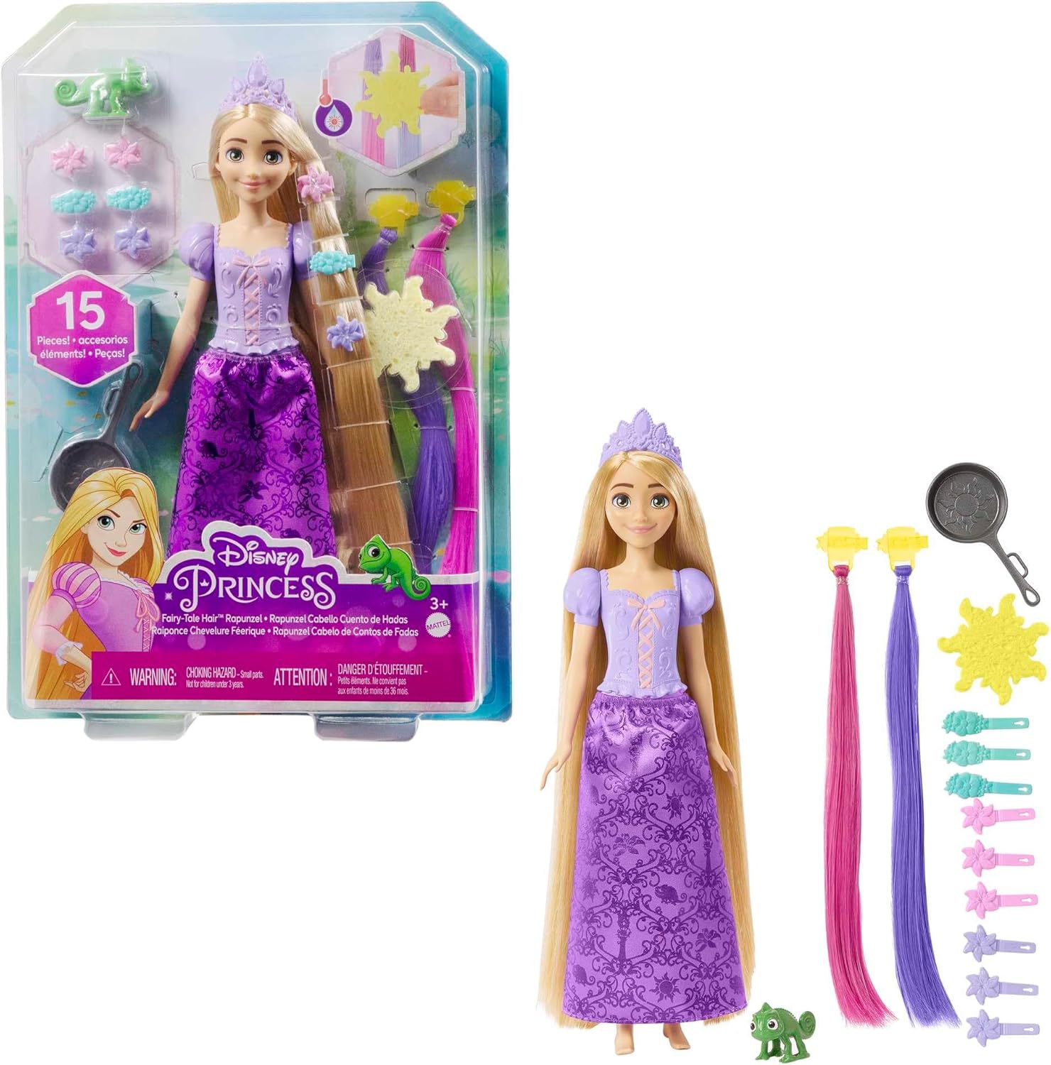 Disney, Princess, Rapunzel, Haarspiel-Puppe, Magisches, Styling, mit, Farbwechsel-Effekt, HLW18, Puppe, Spielzeug, Figur, Kind, Person