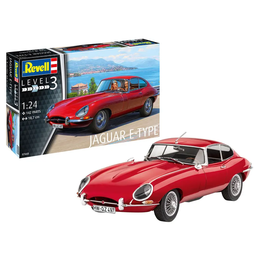 Revell 07668 Jaguar E-Type (Coupé) – Sportwagenklassiker Modell 1:24
