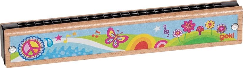 GOKI 61842 Mundharmonika - Bunte Kinder-Mundharmonika im GOKI66-Design