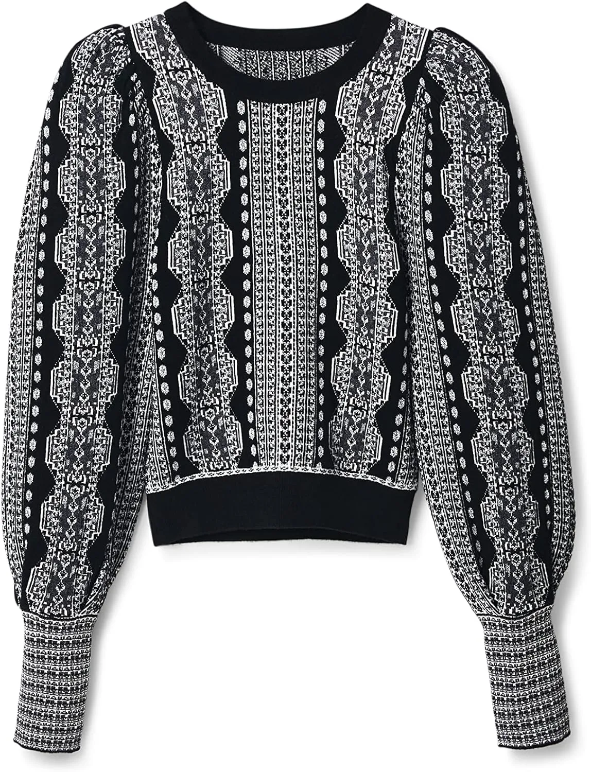 Desigual Damen Pullover - Schwarz-Weiß Strickpullover mit Muster 22WWJFA22000 GR. S