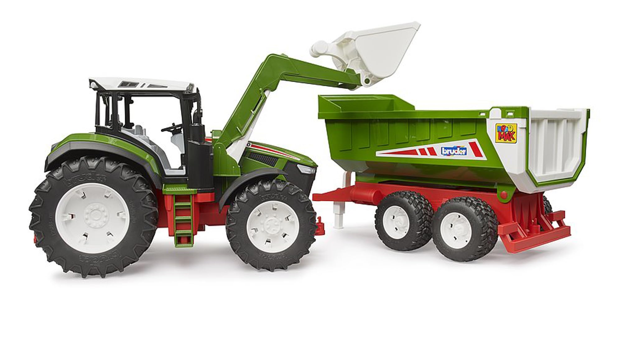 Bruder 03452 ROADMAX Traktor mit Frontlader und Kippanhänger DE Maschine, Rad, Traktor, Fahrzeug, Bulldozer