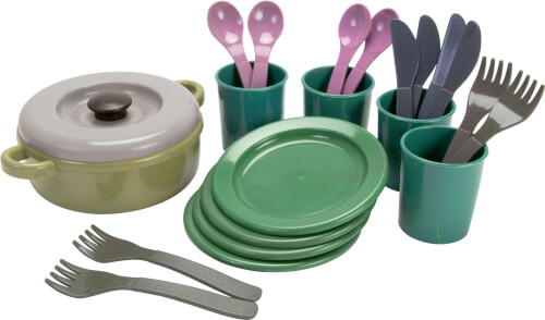 Dantoy 2681 Green Bean Essservice im Netz - 22-teiliges Geschirrset für Kinder