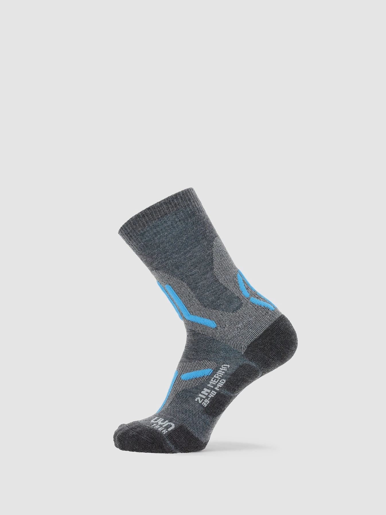 UYN Damen Trekking 2in Merino Mid Socken S100238J689 - Mittelgrau/Türkis GR. 35/36