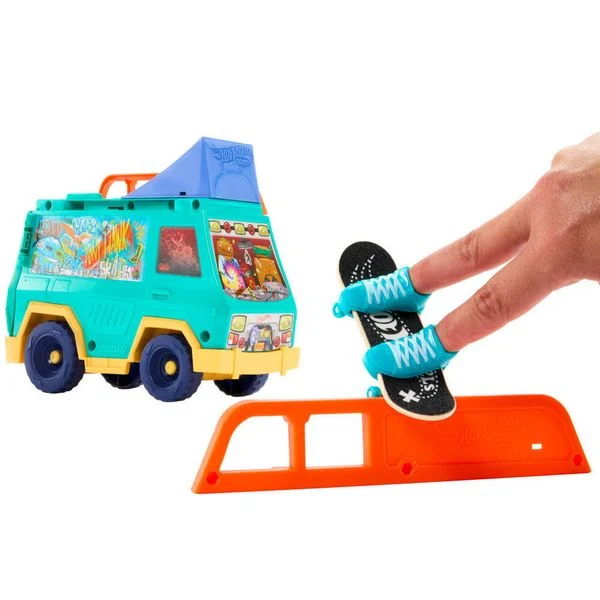 Hot Wheels Skate Tony Hawk Skatervan-Spielset mit exklusivem Fingerboard und abnehmbaren Skateschuhen