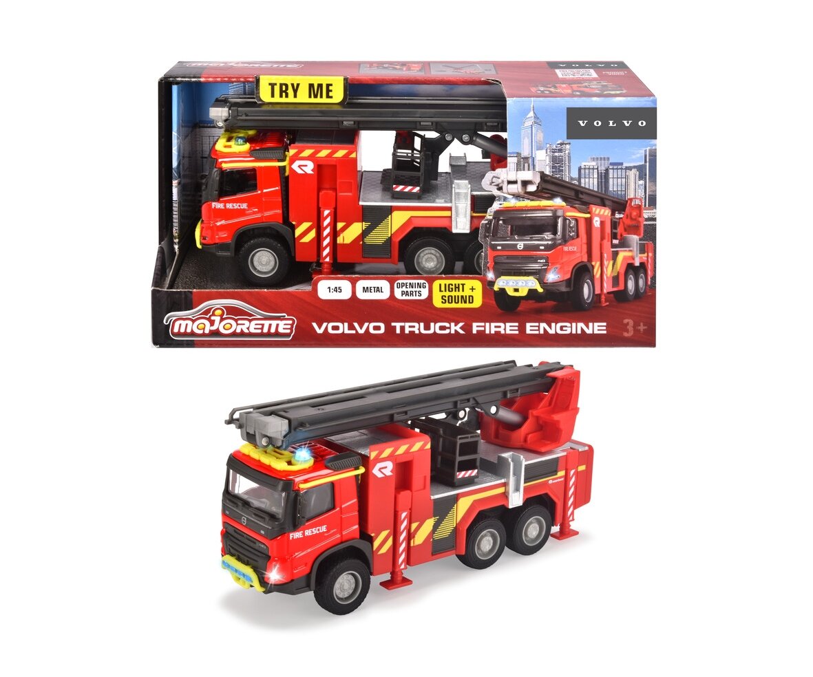 Majorette_Volvo_Truck_Fire_Engine_(213713000), lkw, Fahrzeug, Spielzeug, Rad, Feuerwehrauto