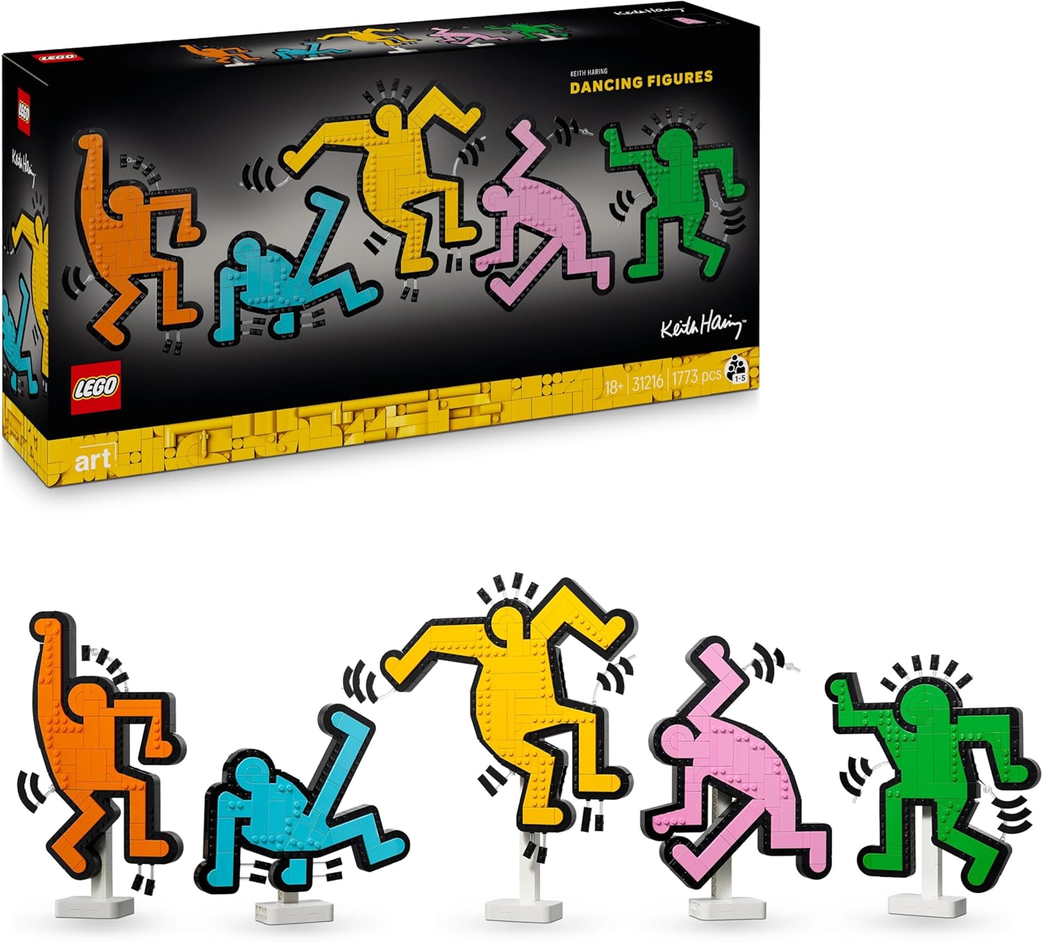 LEGO® ART 31216 Keith Haring Tanzende Figuren LEGO® ART 31216 Keith Haring Tanzende Figuren – Verpackung, Zubehör und Details sichtbar