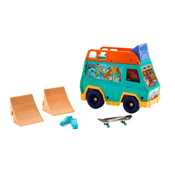 Hot Wheels Skate Tony Hawk Skatervan-Spielset mit exklusivem Fingerboard und abnehmbaren Skateschuhen