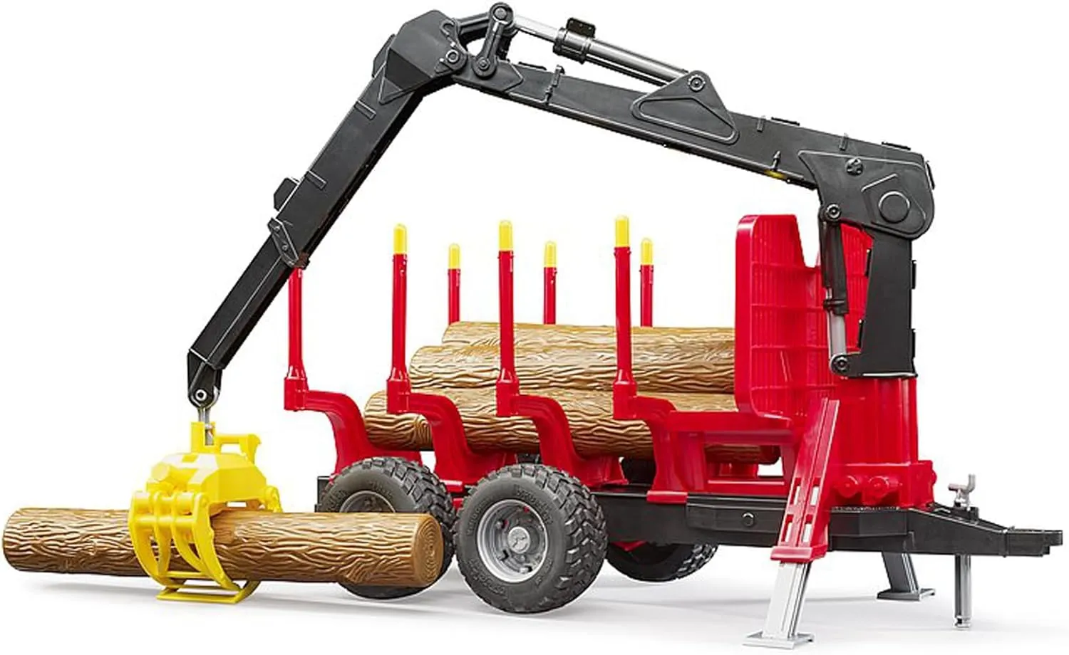 Bruder 02252 Rückeanhänger mit Ladekran - Realistisches Forstspielzeug für Kinder