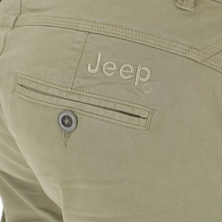 JEEP Herren Cargohose O102594BE - Sandfarbene Hose mit Seitentaschen aus Baumwoll-Stretch GR. 56