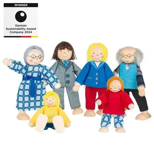 goki Biegepuppen-Familie - 6-teilig, ca. 9-11 cm, Maßstab 1:12
