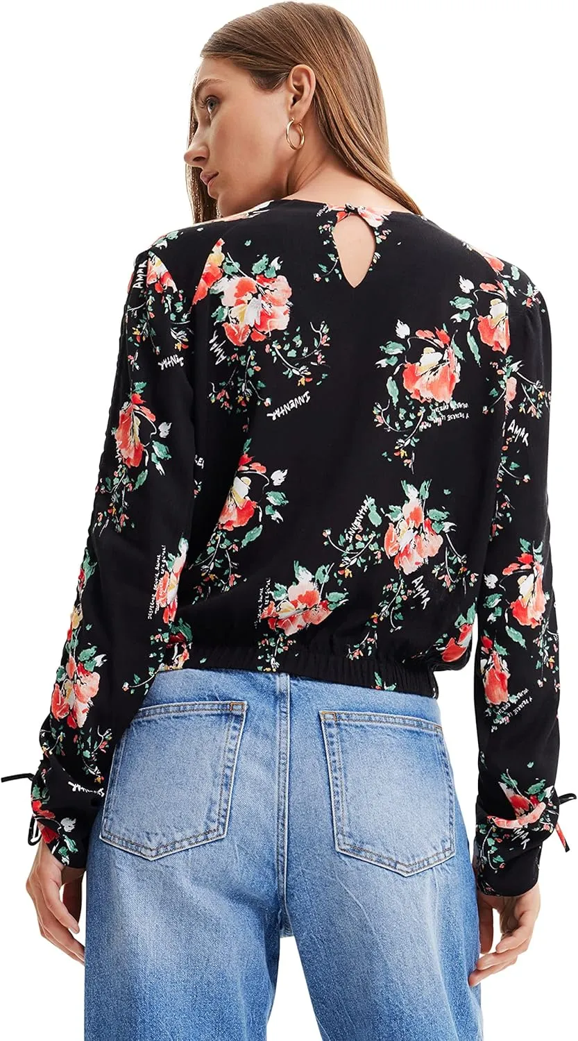 Desigual Damen Bluse - Schwarz, Blumenmuster 22WWBW152000 GR. S