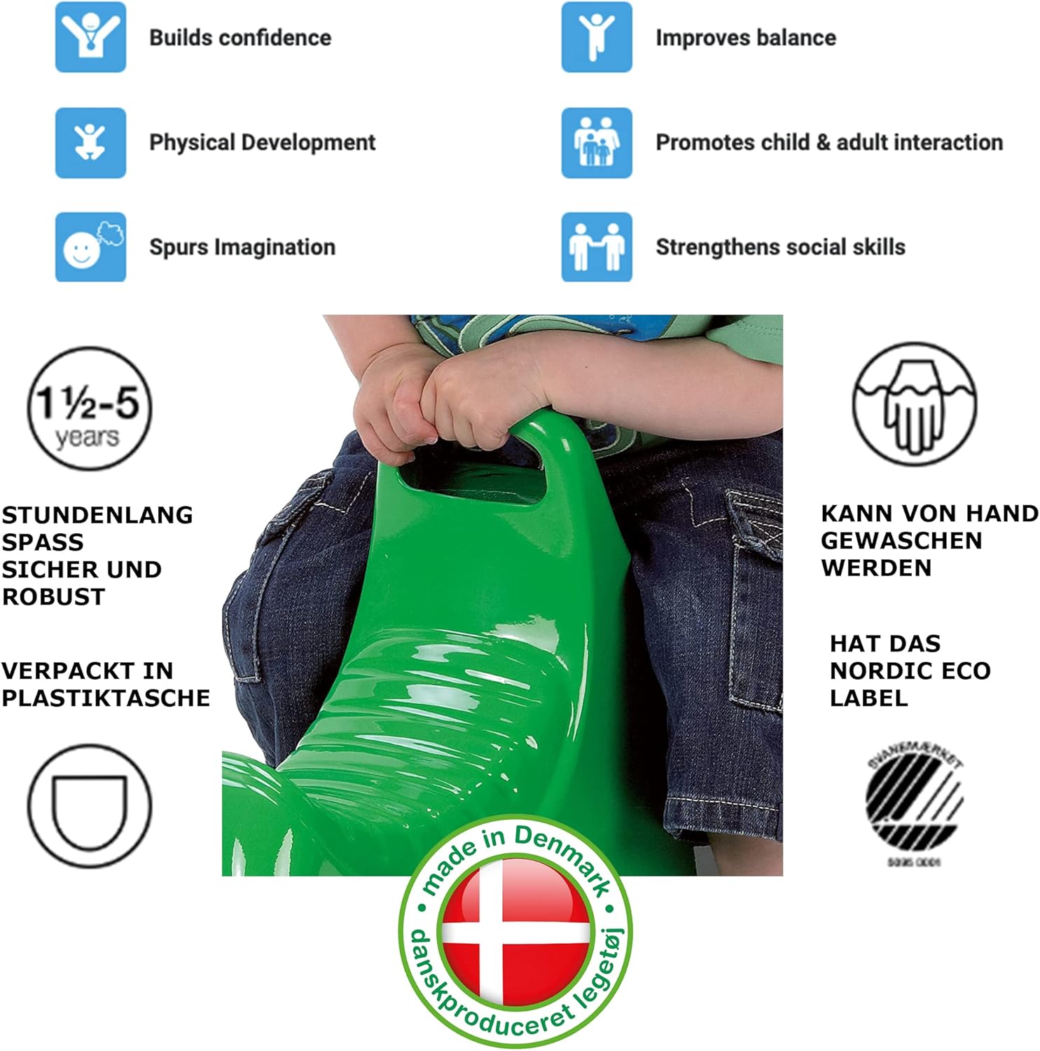 Dantoy 6721 Kinderschaukel Krokodil - Wippe für 1-3 Kinder, L: 101 cm