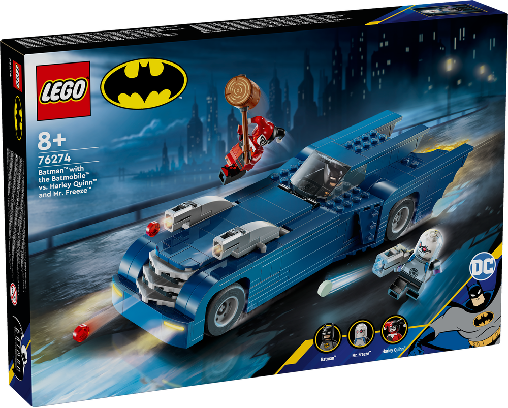 LEGO_76274_Batman™_im_Batmobil™_vs._Harley_Quinn™_und_Mr._Freeze™, Maschine, Rad, Auto, Transport, Fahrzeug
