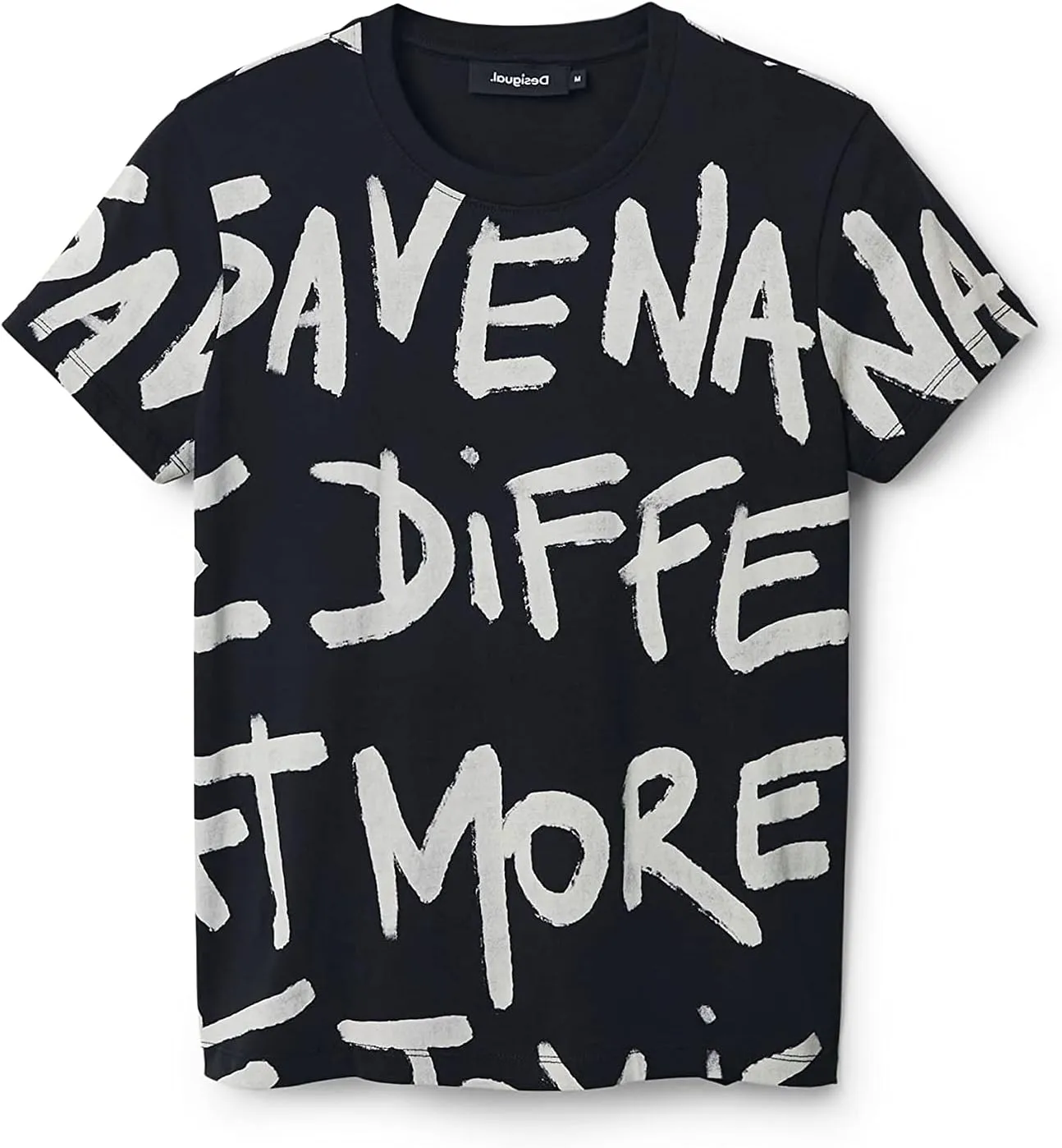 Desigual Damen T-Shirt - Schwarzes T-Shirt mit Schriftprint 22WWTK212000 GR. XS