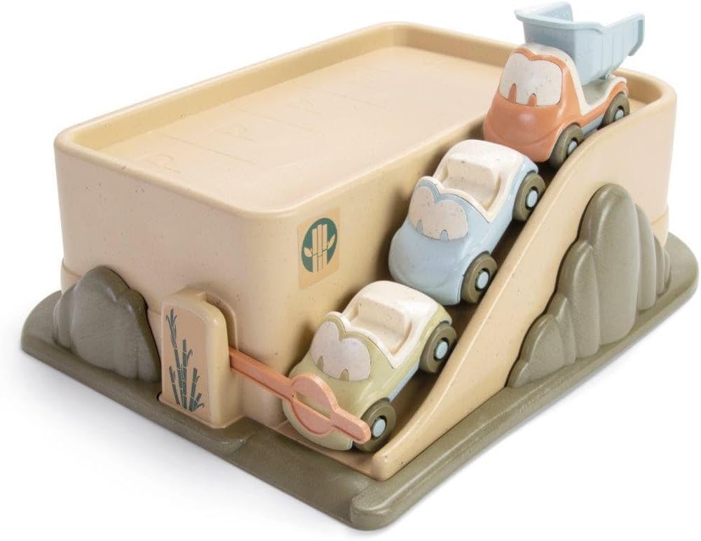 Dantoy 5651 BIO Garage - Spielset mit 3 Autos aus Biokunststoff
