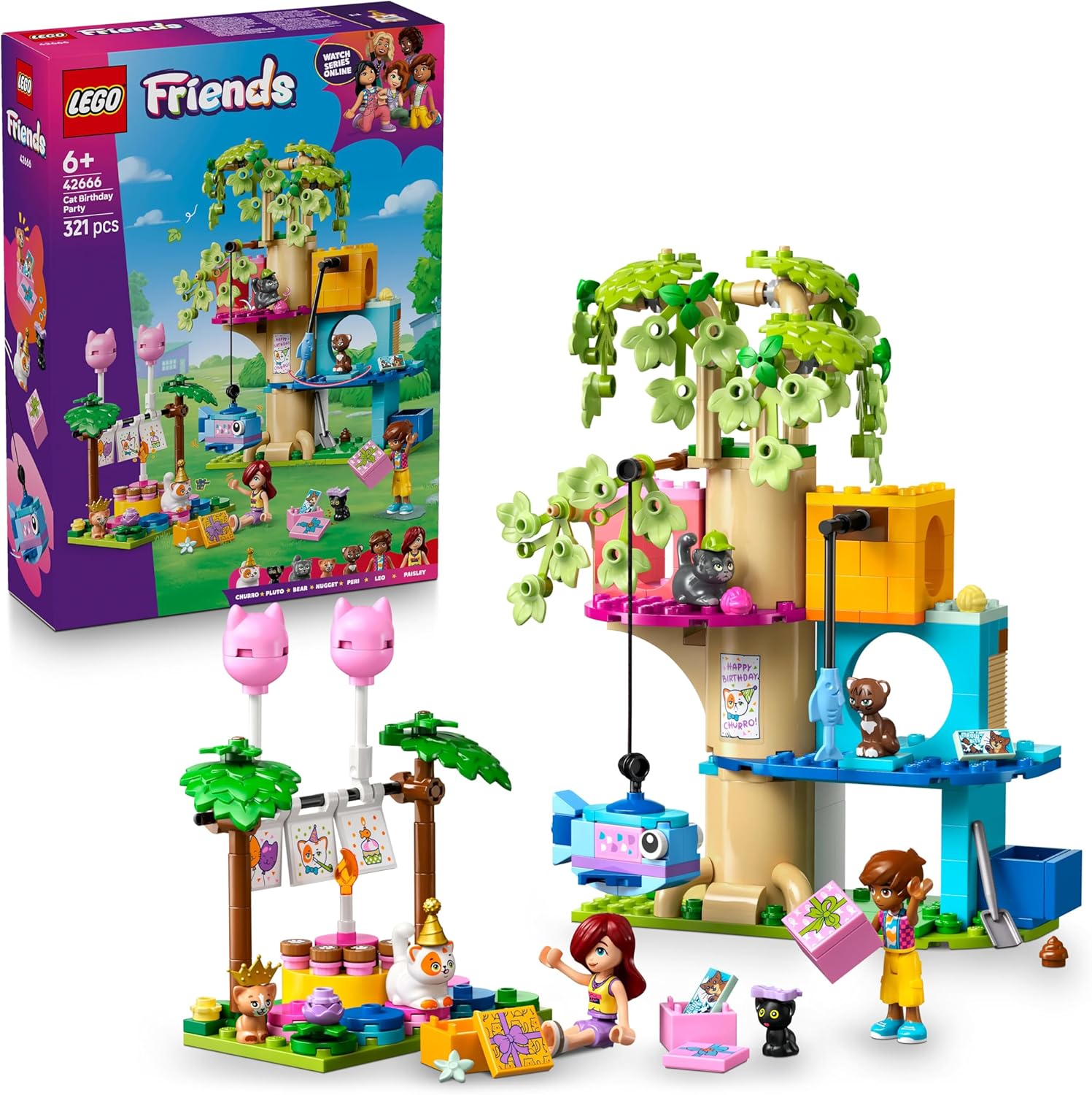 LEGO® Friends 42666 Katzengeburtstagsparty & Baumhaus Person, Spielzeug