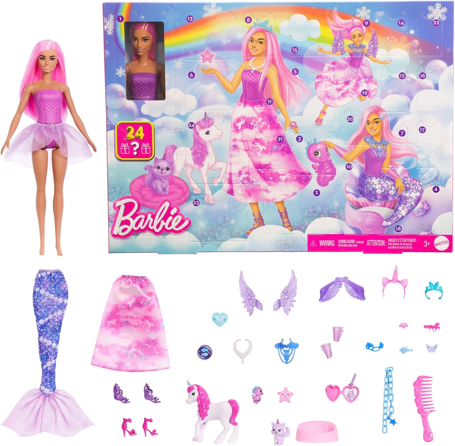 Barbie Adventskalender Winter Fairytale Puppe, Spielzeug, Figur, Barbie, Person