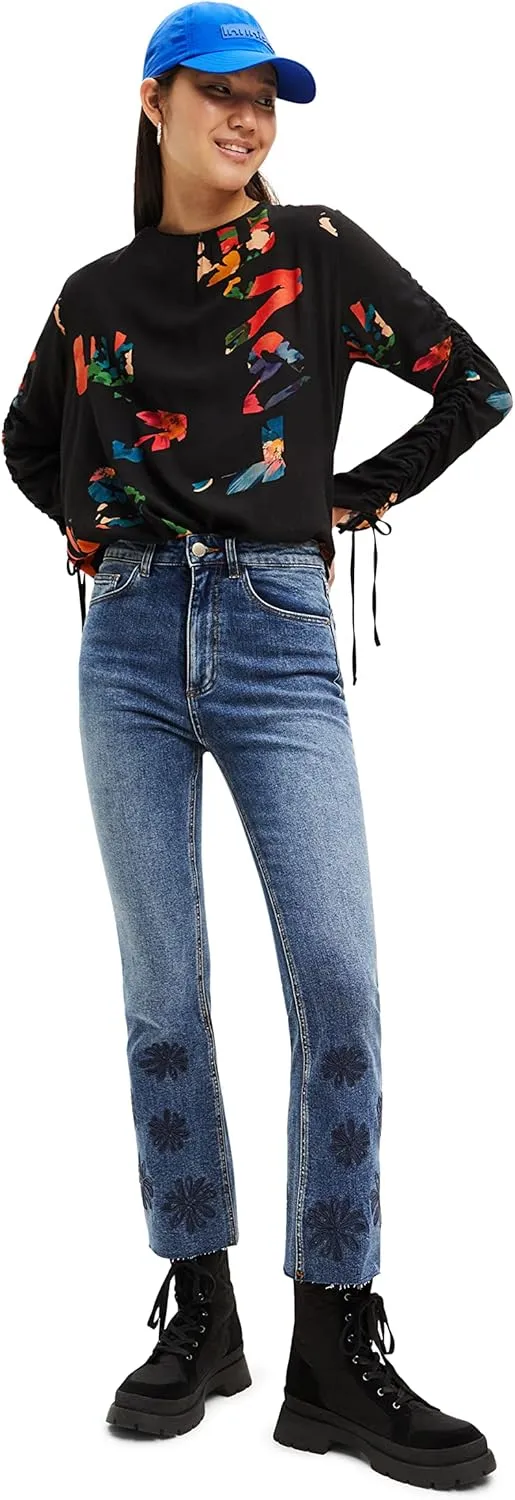 Desigual Damen Bluse - Schwarz, Bunt gemustert 22WWBW112000 GR. M