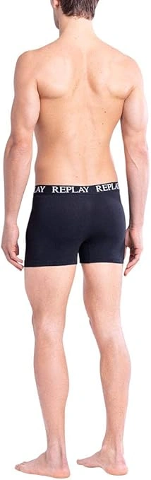 REPLAY Herren Boxershorts I101005BK - Schwarz, 2er Pack mit Logo-Bund GR. L