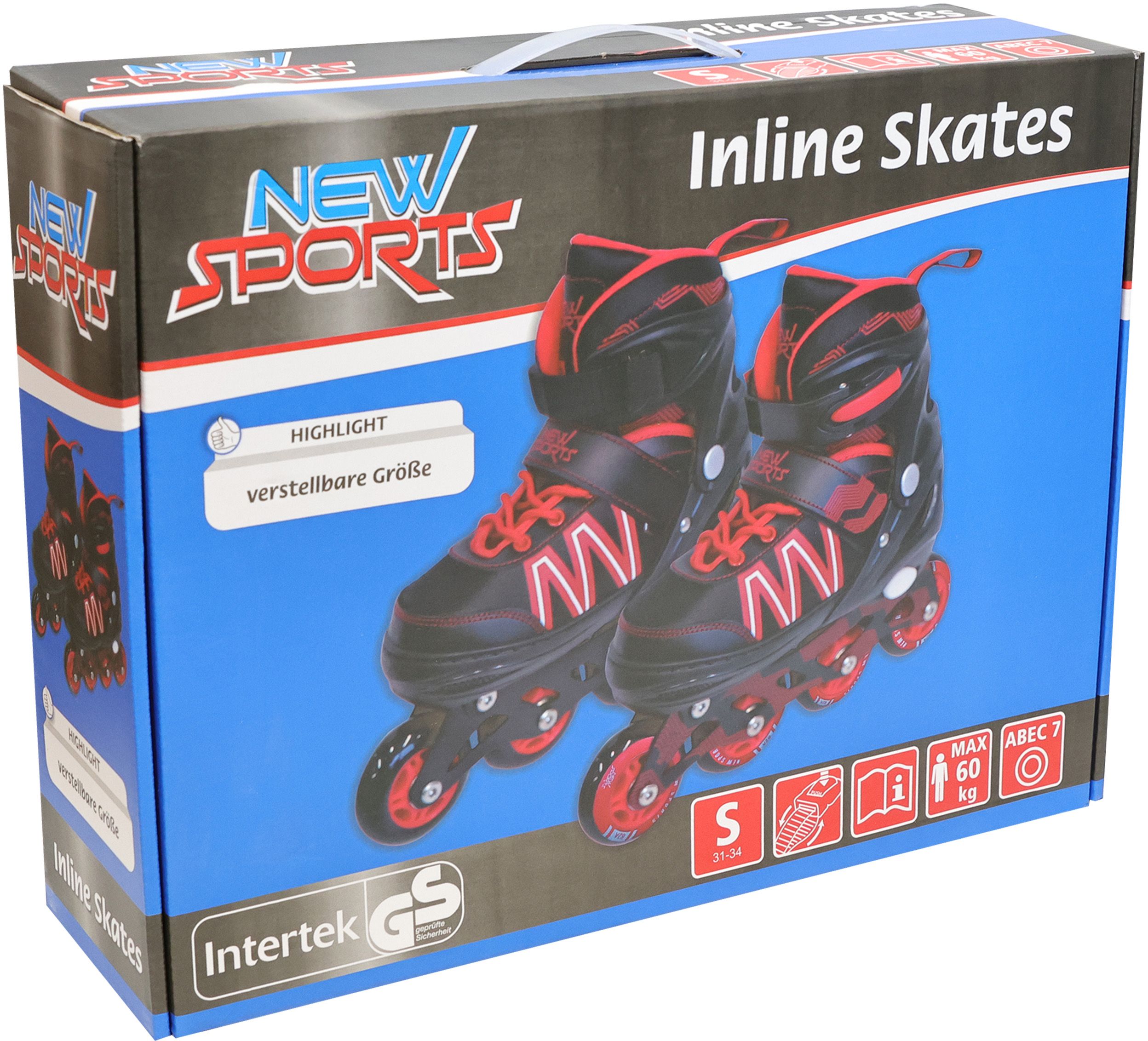 New Sports Inliner schwarz/rot ABEC 7, Größe 31-34 Bekleidung, Schuhwerk, Schuh, Maschine, Rad