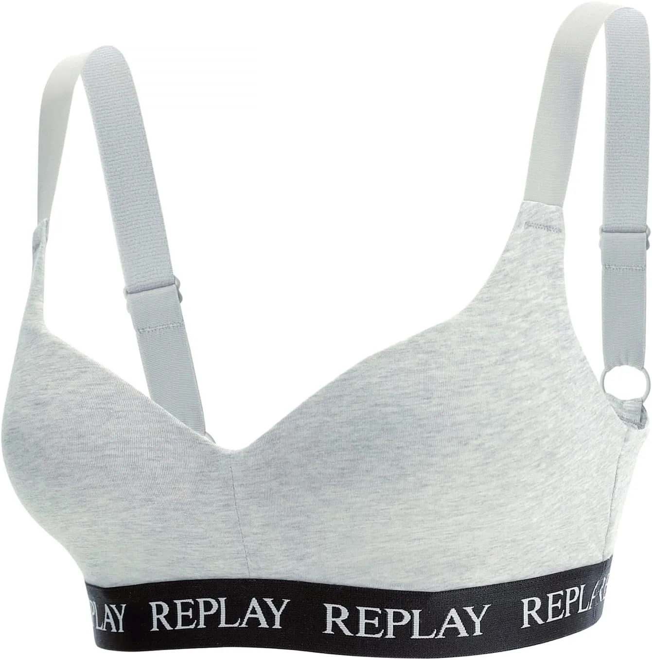 REPLAY Damen Bralette I101299GR - Grau, Gepolstertes Bustier mit Logo-Bund GR. L