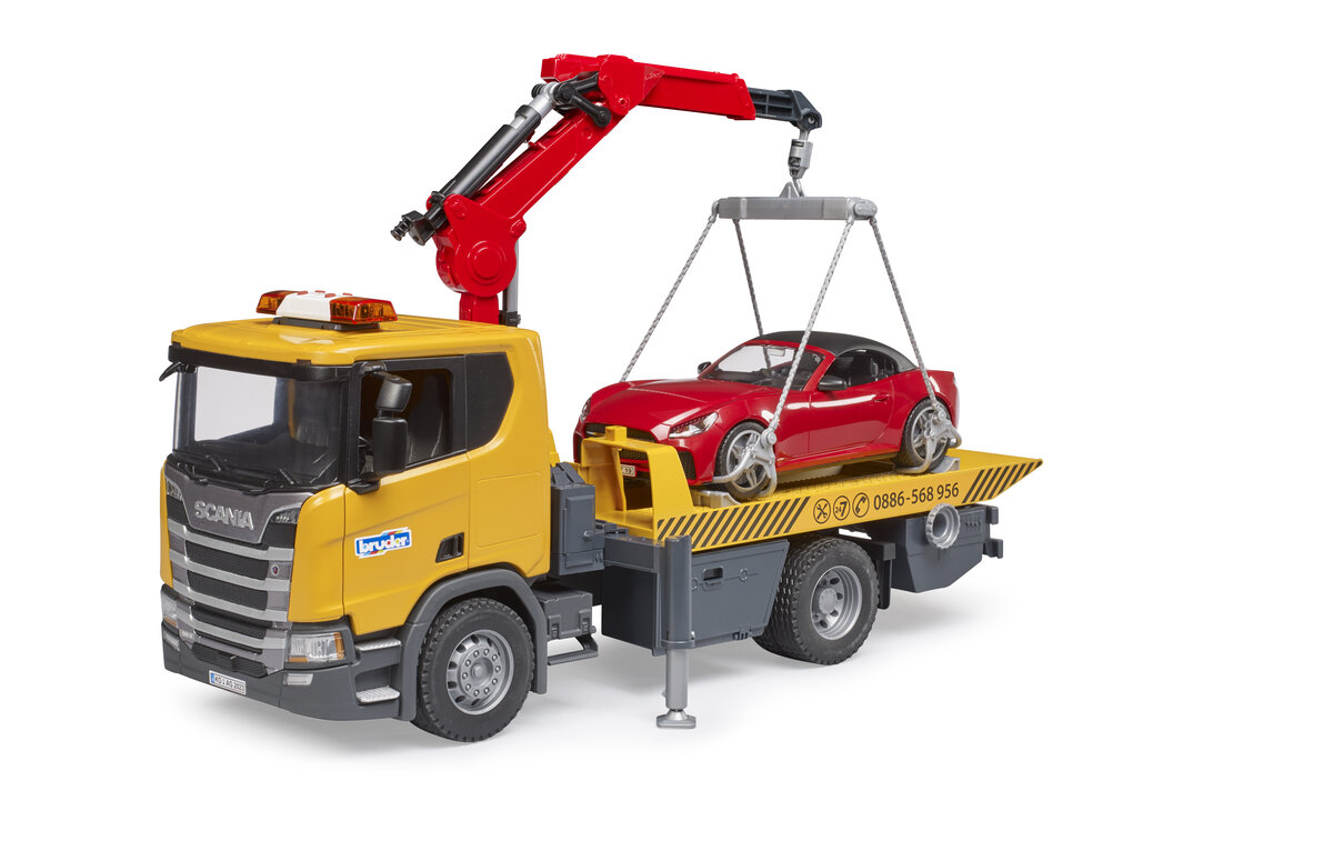 Bruder_03552_Scania_Super_560R_Abschlepp-Lkw_Mit_Light_+_Sound_Modul_Und_Bruder_Roadster, Abschleppwagen, Lastwagen, Fahrzeug, Maschine, Rad
