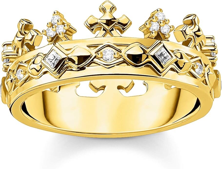 Thomas Sabo Ring Mit Krone Sterling Silber King Gr. 48 Gelbgold TR2302-414-14-48 Thomas, Sabo, Ring, Mit, Krone, Sterling, Silber, King, Gr., 48, Gelbgold, TR2302-414-14-48, Zubehor, Gold, Schmuck, Ring, Medaillon