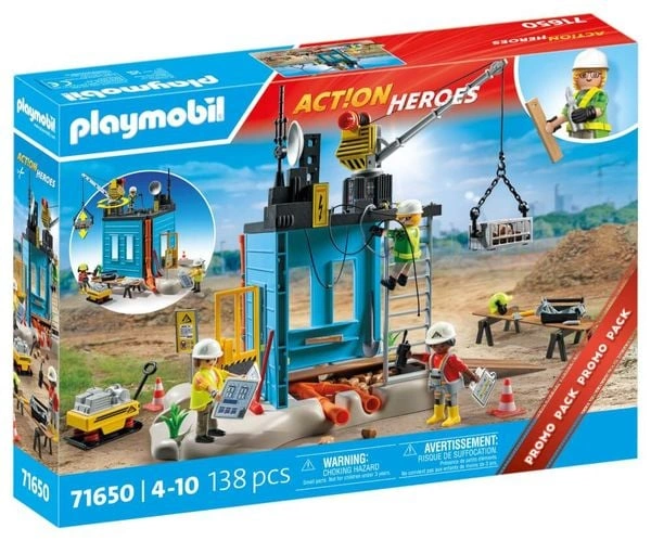 Playmobil 71650 ACT!ON HEROES - Baustelle mit Elektroniker & Seilwinde