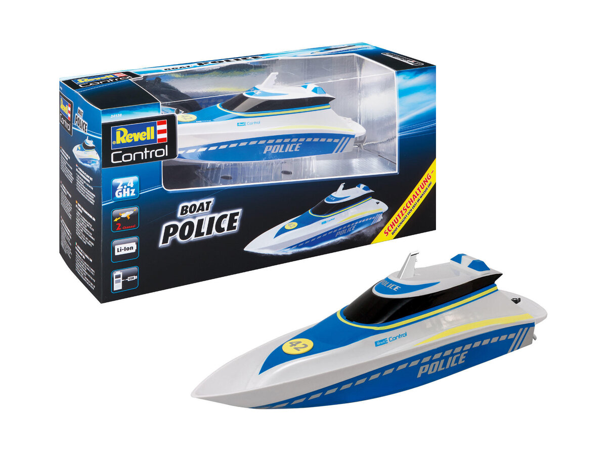 Revell_24138_RC_Boot_\"Police\"_Revell_Control_Ferngesteuertes_Polizeiboot, Wasser