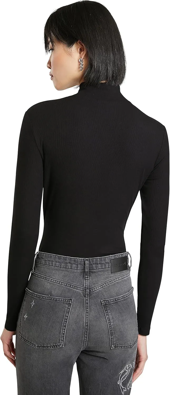 Desigual Damen Bodyshirt „Mind, Body, Soul“ - Schwarz gemustert 21WWTKCK2000 GR. S