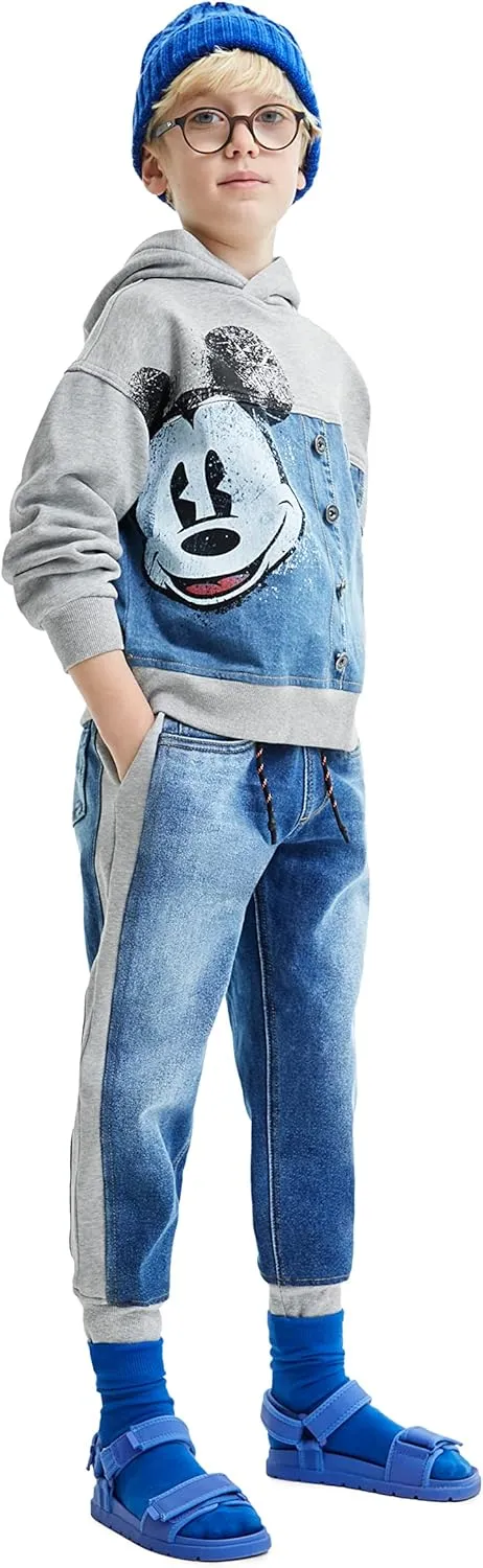 Desigual Jungen Sweatshirt - Grau mit Mickey-Mouse-Denim-Print 22WBSK03 GR. L