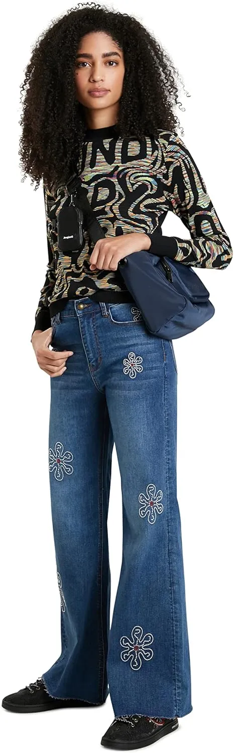 Desigual Damen Pullover „Estrasburgo“ - Schwarz gemustert 21WWJF209019 GR. L