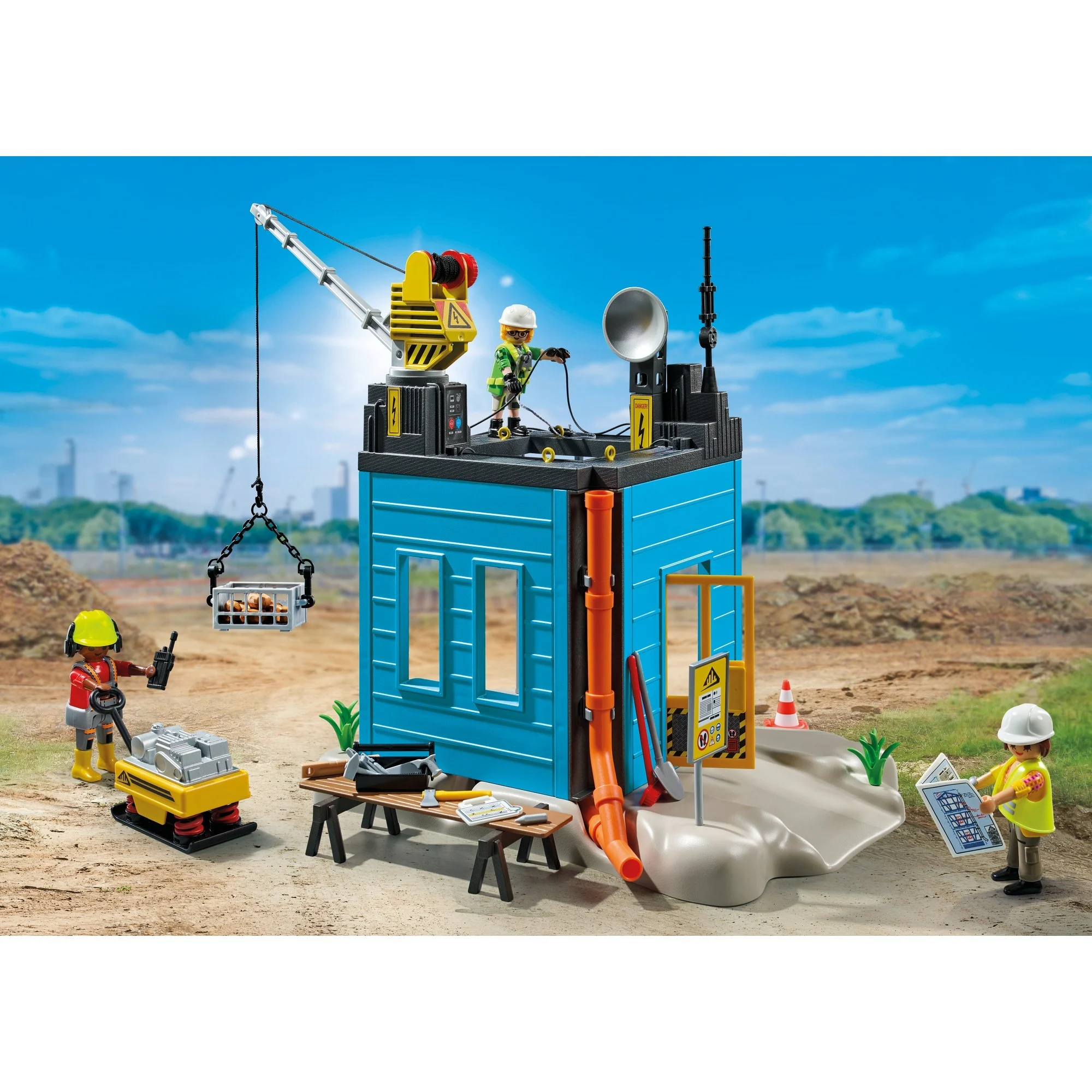 Playmobil 71650 ACT!ON HEROES – Baustelle mit Elektroniker & Seilwinde