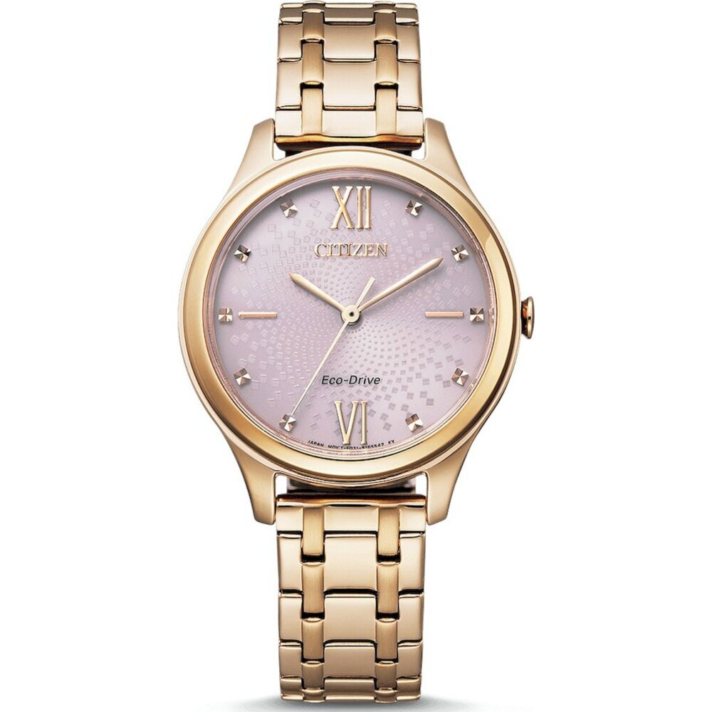 CITIZEN, EM0503-75X, Uhr, Analog, Damen, Gold, Rosa, Armbanduhr, Arm, Körperteil, Person