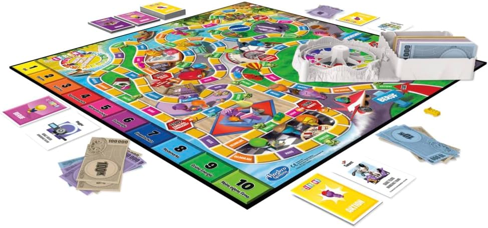 Hasbro Spiel des Lebens Klassisches Brettspiel mit Spielfiguren, Drehrad und farbigem Spielbrett
