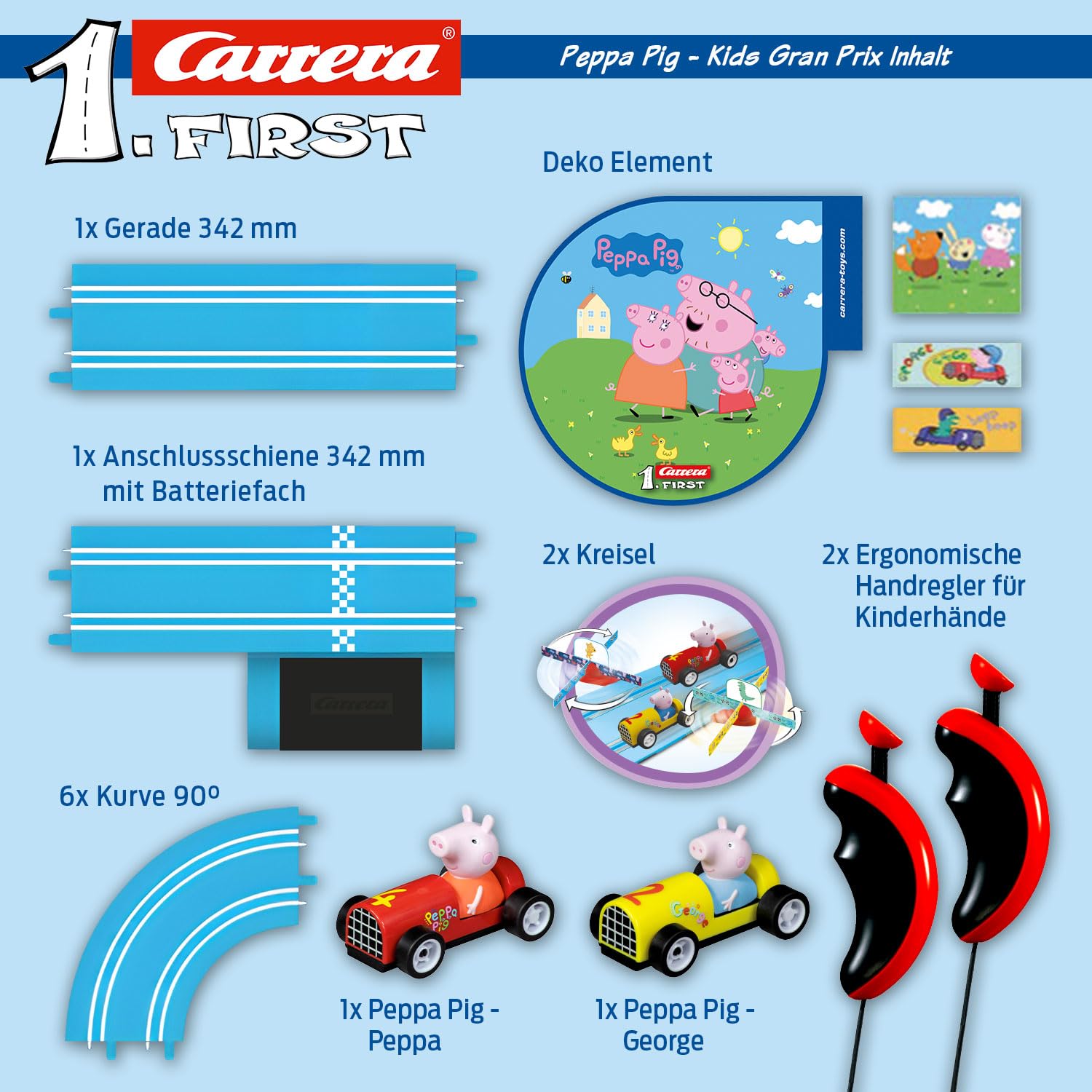 Carrera 20063043 – FIRST Peppa Pig Kids GranPrix Rennbahn ab 3 Jahren