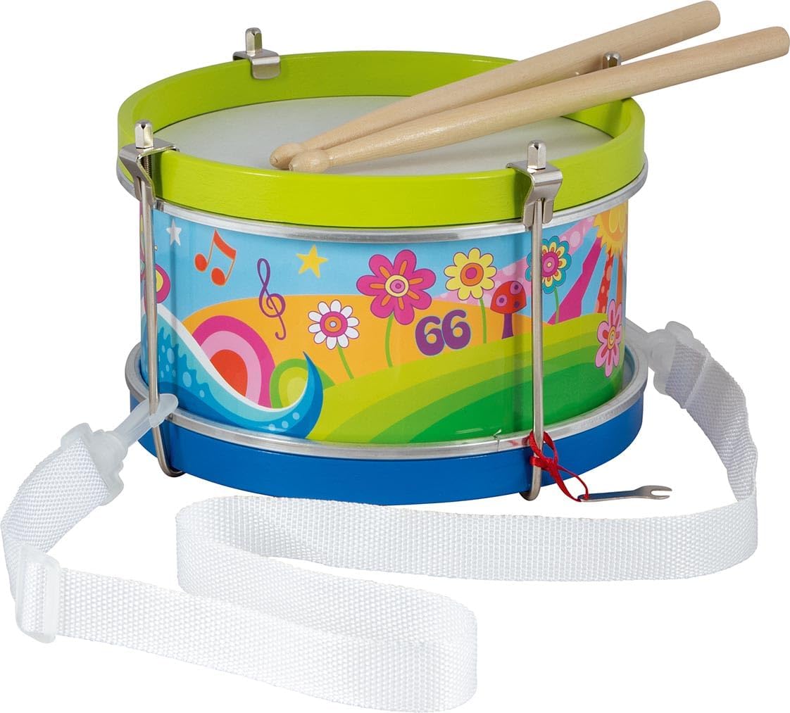 GOKI 61848 Trommel Blumenwiese - Kinder-Trommel im Blumen-Design (GOKI66-Serie)