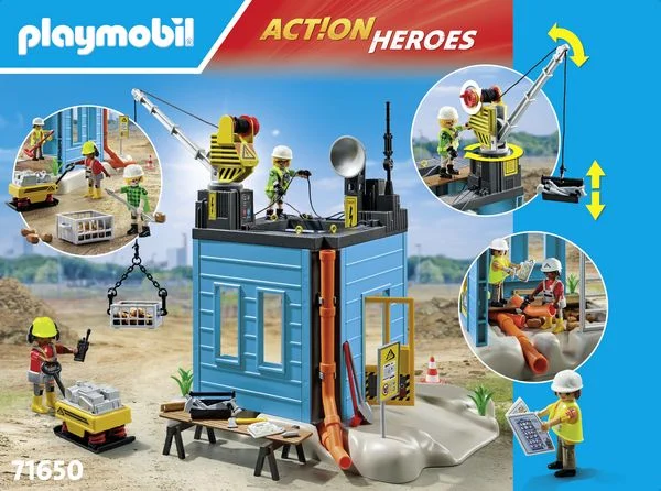 Playmobil, 71650, ACT!ON, HEROES, Baustelle, mit, Elektroniker, &, Seilwinde