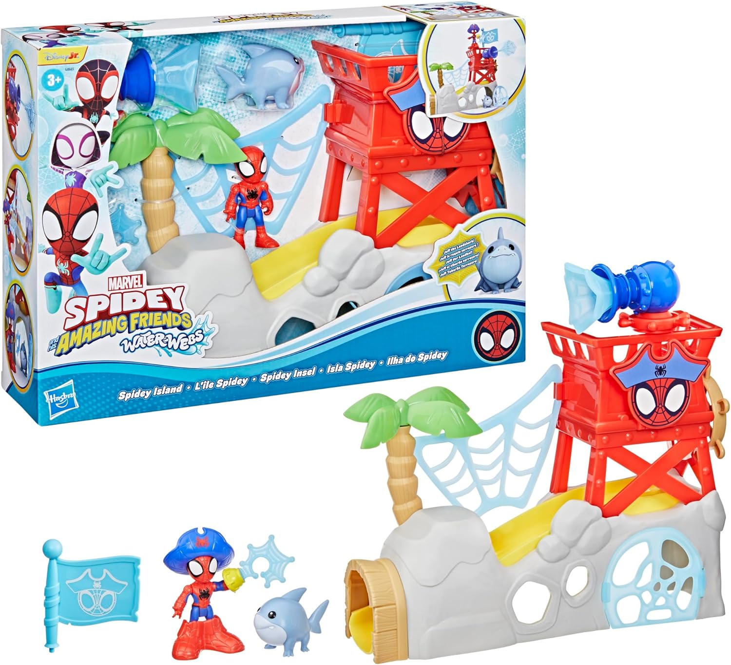 Marvel Spidey und Seine Super-Freunde Water-Webs Spidey Insel Spielset mit 2 Figuren