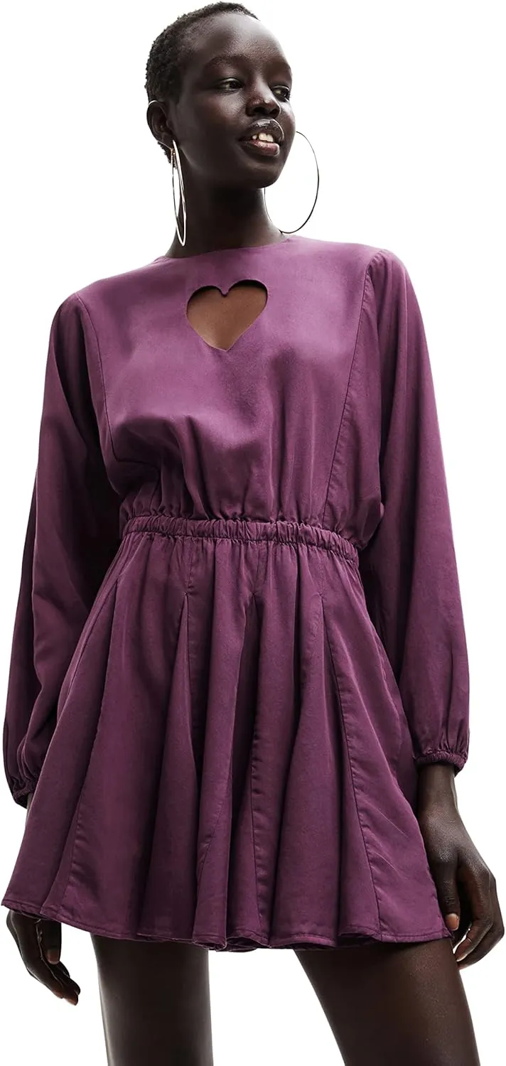 Desigual Damen Kleid - Violettes Minikleid mit Herz-Ausschnitt 22WWVW313003 GR. M