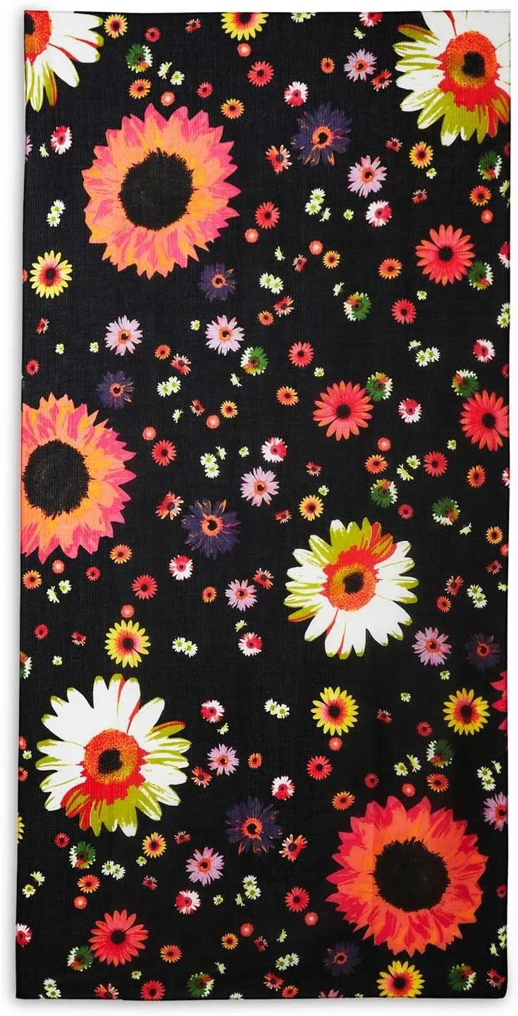 Desigual Damen Schal „Daisy“ - Schwarz mit buntem Blumenmuster 22WAWA17