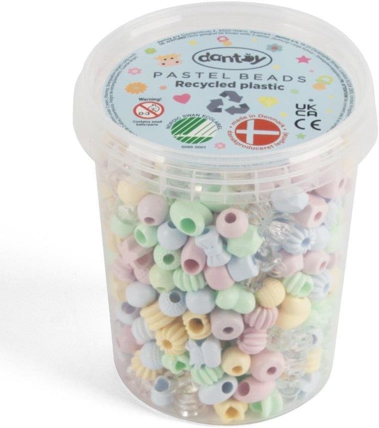 Dantoy 5911 PASTEL Perlen - 520 recycelte Perlen in Pastellfarben im Eimer