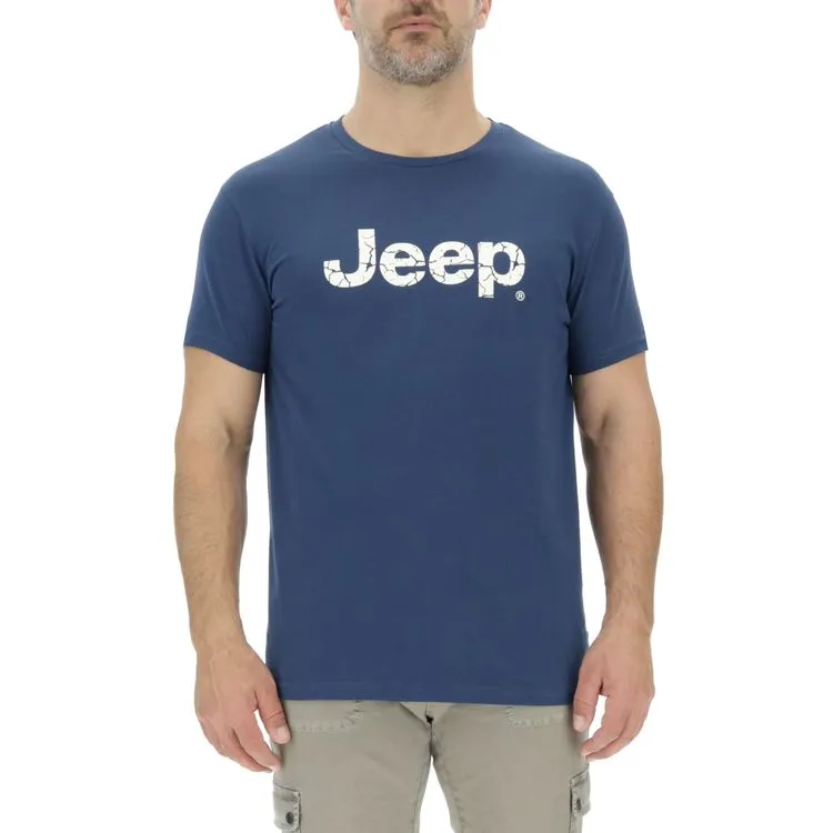 JEEP Herren T-Shirt O103354BL - Dunkelblau mit großem Logo-Print