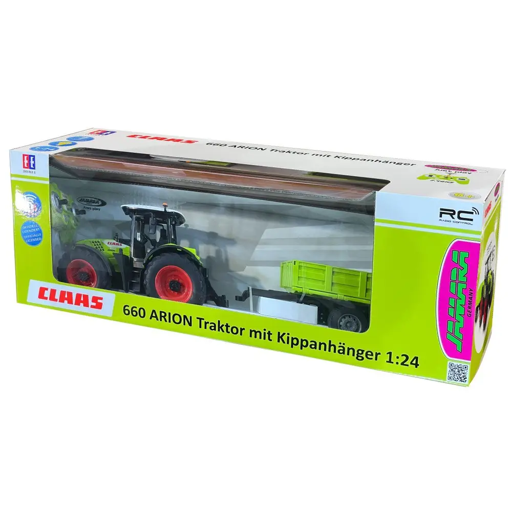 JAMARA RC Auto Claas Arion 660 mit Kippanhänger 1:24 2,4GHz 405360
