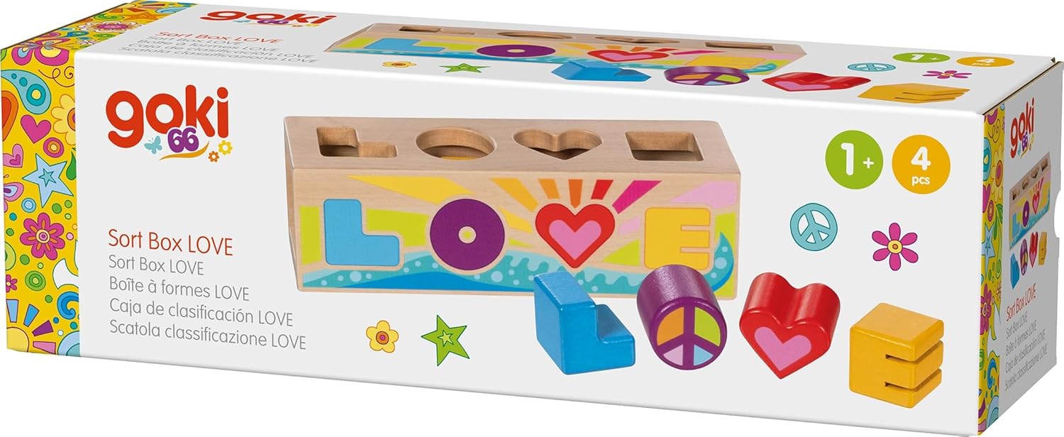 GOKI 58309 Sort Box LOVE - Formensteckspiel aus Holz im Retro-Design GOKI 58309 Sort Box LOVE - Formensteckspiel aus Holz im Retro-Design